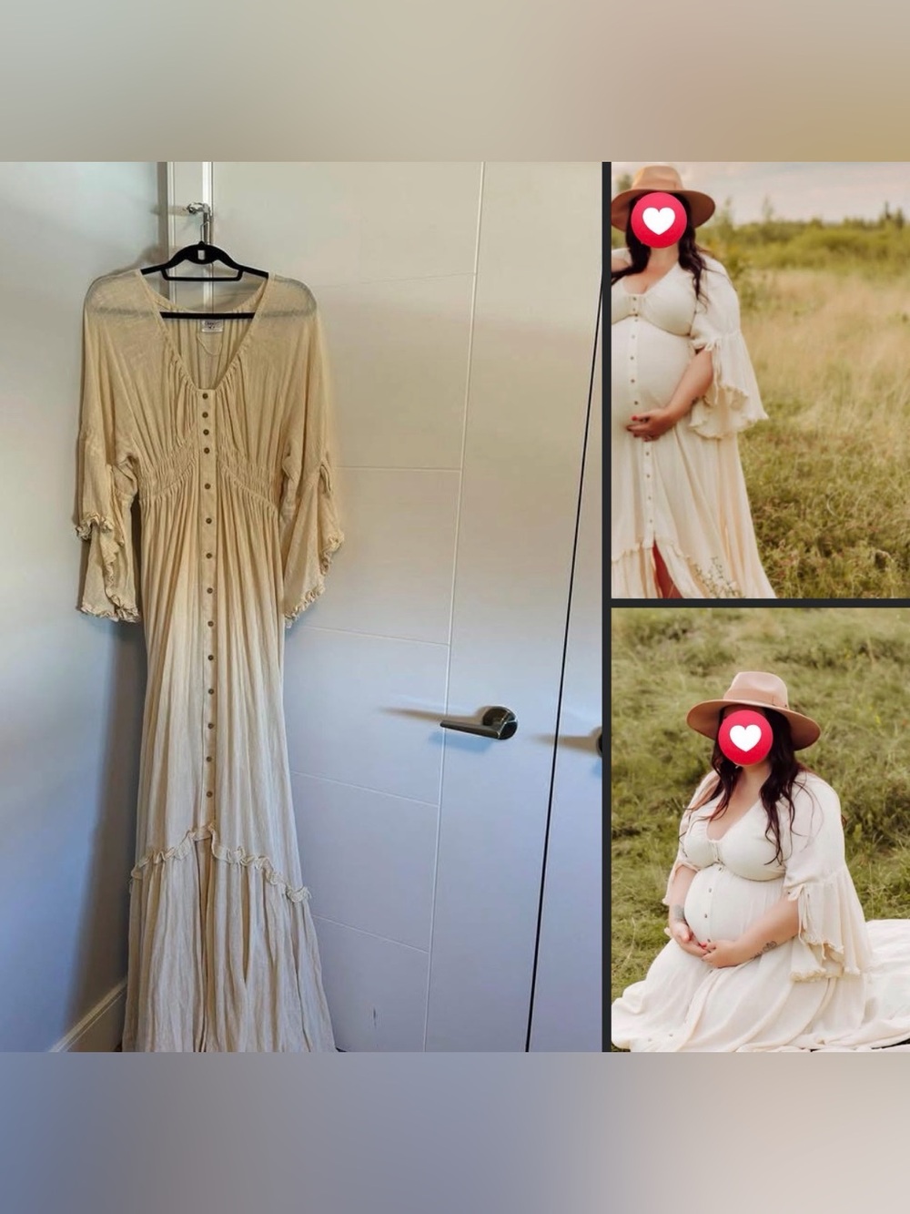 Cream Boho Button-Front Maxi Dress